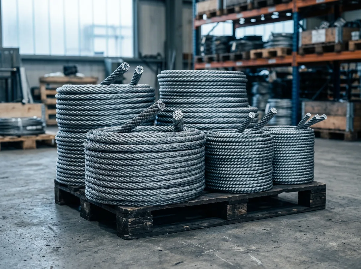 Coiled galvanized steel wire ropes