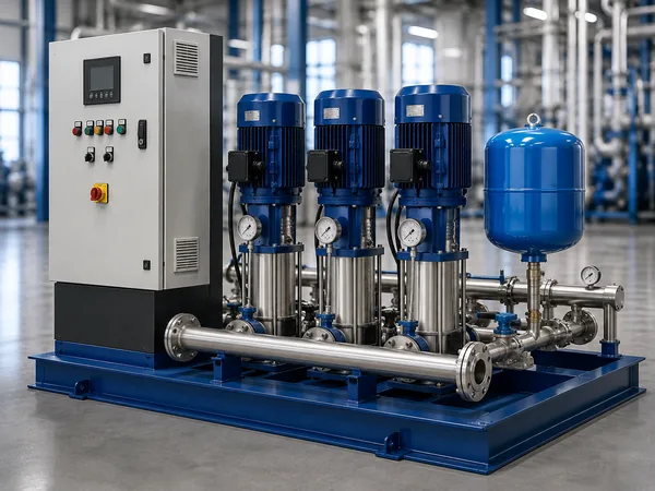 A multi-pump pressure booster system with control panel