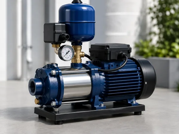 A domestic pressure booster pump with pressure vessel