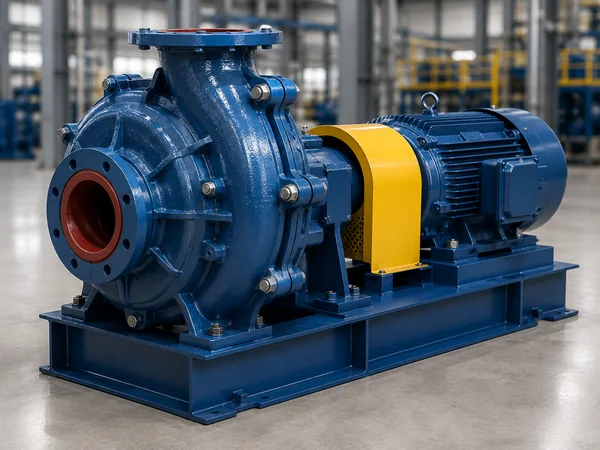 A heavy duty slurry pump with drive motor