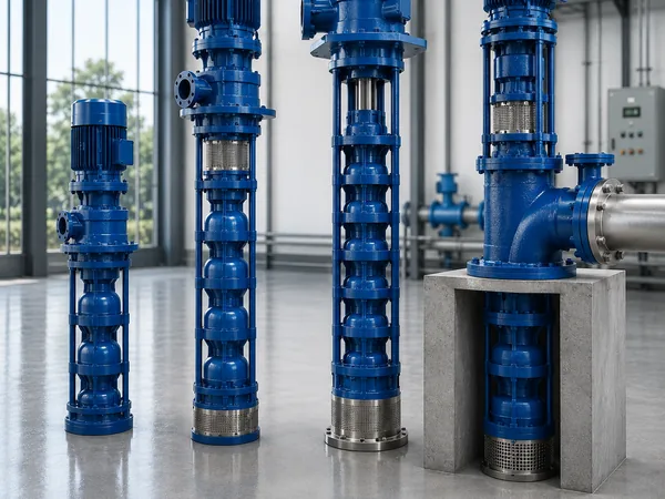 Vertical turbine pumps in a plant room